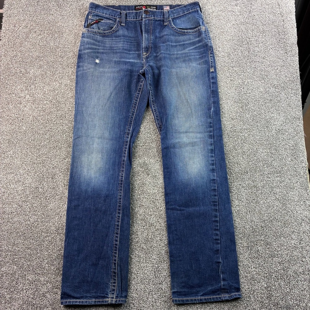 Ariat M5 Jeans Mens 36x36 Blue Cotton FR Workwear Denim Straight Leg